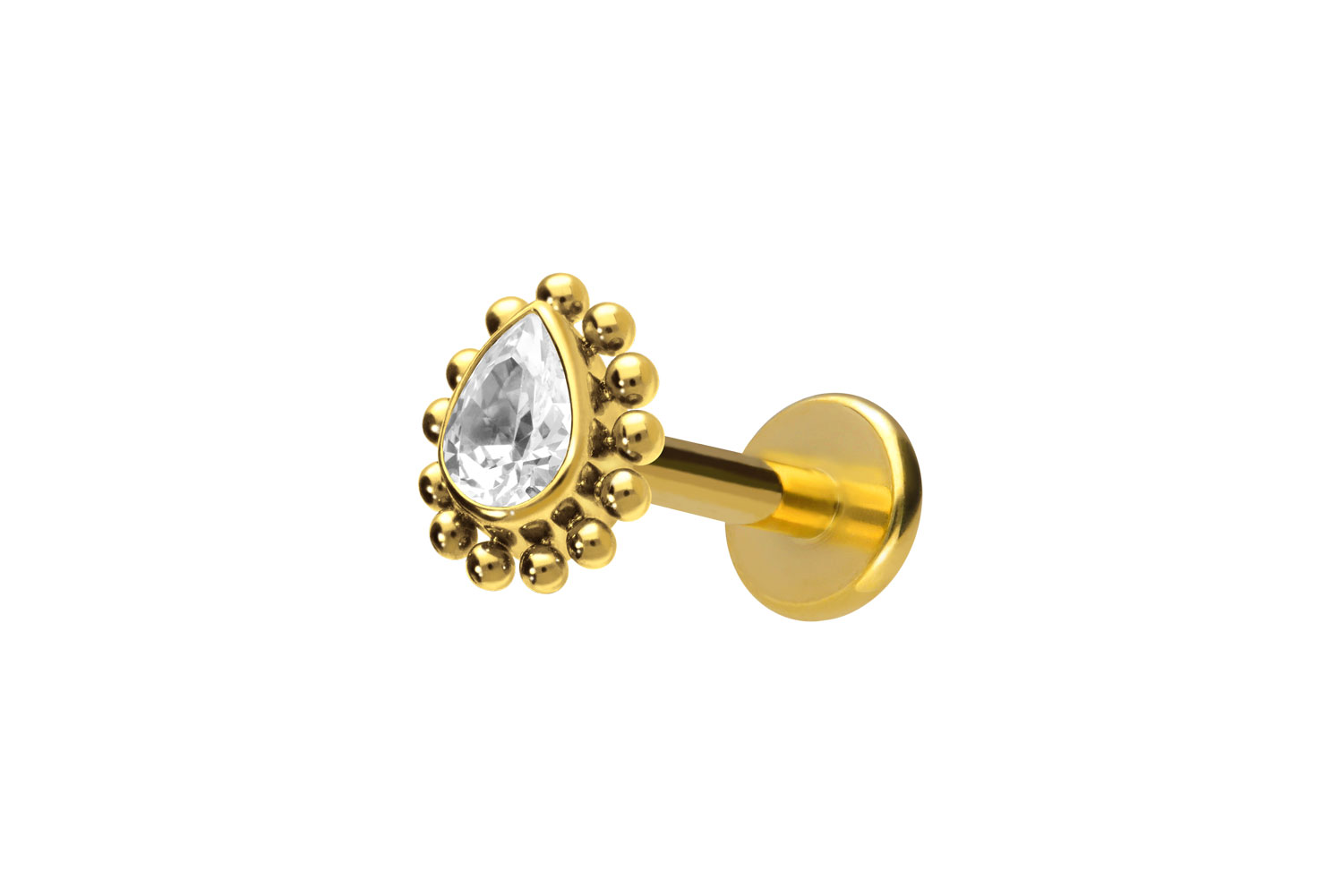 Titan Labret Piercing mit Innengewinde KRISTALLTROPFEN + KUGELN